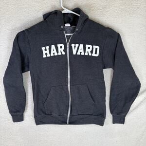 Vintage Harvard Hoodie Sweatshirt Womens Medium Gray F497 Full Zip USA Made